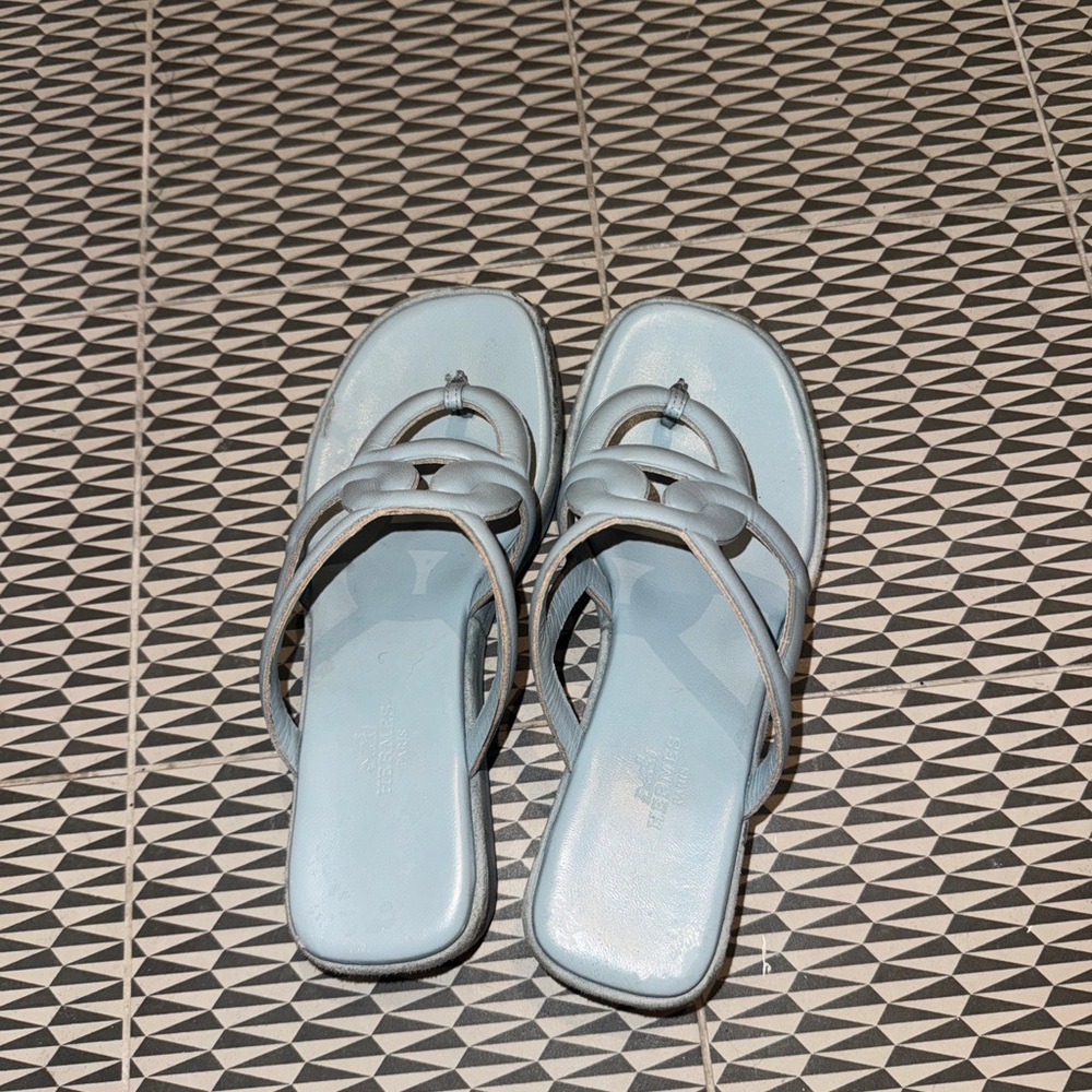 Elegant Blue Hermes Sandals